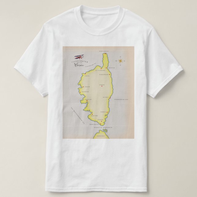 T-shirt Carte illustrée de Corse (Design devant)