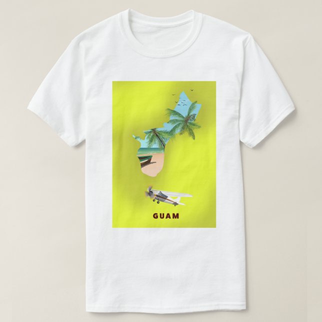 T-shirt Carte illustrée de Guam affiche de voyage (Design devant)