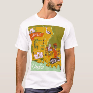 T-shirt Carte illustrée de la Louisiane : faits saillants