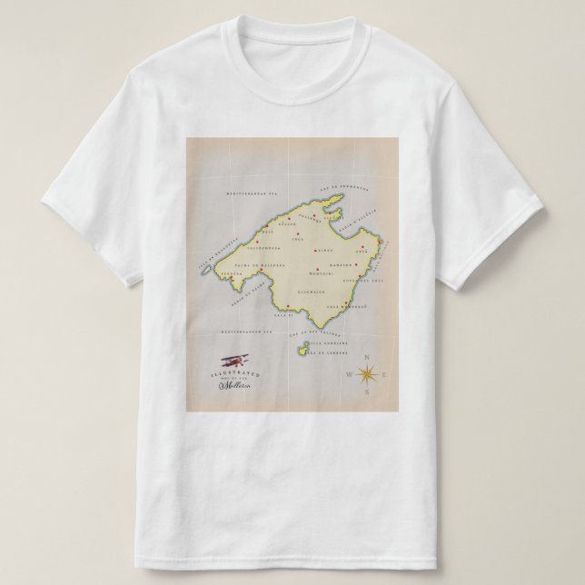 T-shirt Carte illustrée de Majorque (Design devant)