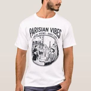 T-shirt Carte illustrée de Paris scène de ville française