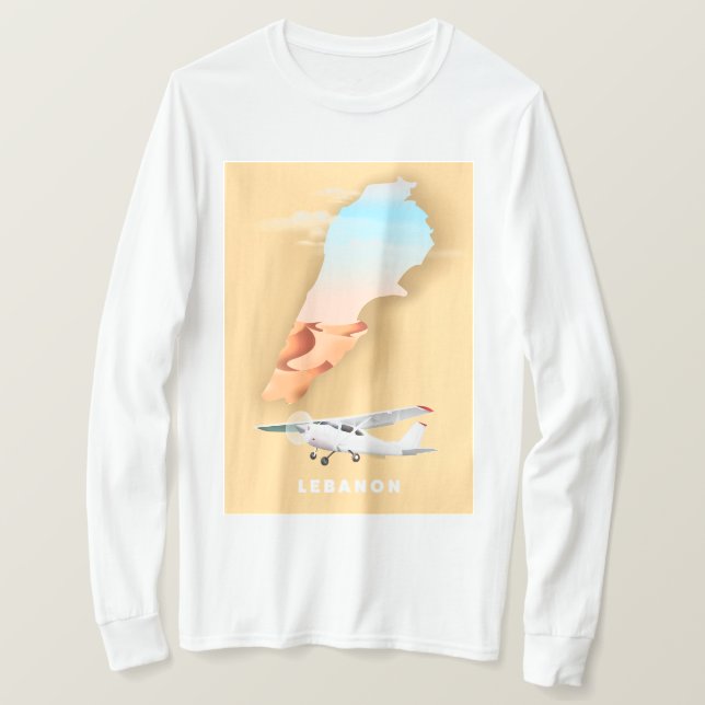 T-shirt carte illustrée du Liban affiche de voyage (Design devant)