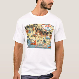 T-shirt Carte illustrée père Noël Cruz California