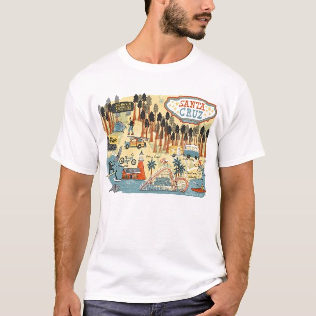 T-shirt Carte illustrée père Noël Cruz California (Devant)