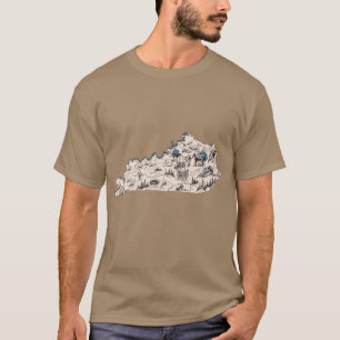 T-shirt Carte Image Vintage du Kentucky Format Géant
