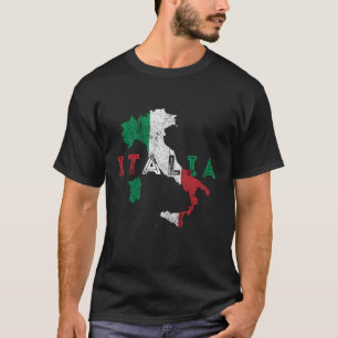 T-shirt Carte Italienne Et Drapeau Distorsion Italie