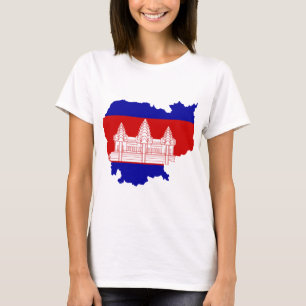 T-shirt Carte KH de drapeau du Cambodge
