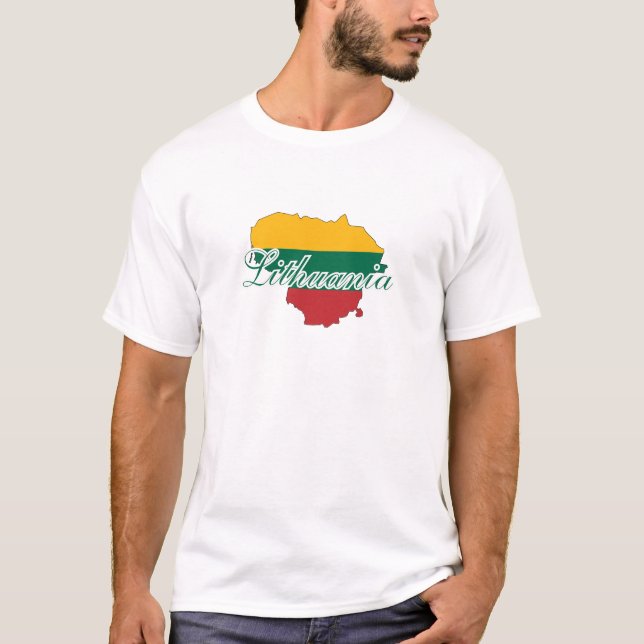 T-shirt Carte lituanienne simple moderne Drapeau (Devant)