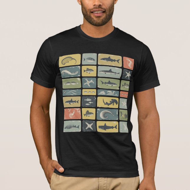 T-SHIRT CARTE MARINE DE DIVERSES CRÉATURES  (Devant)