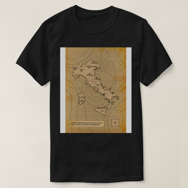 T-shirt Carte météorologique vintage de l'Italie (Design devant)