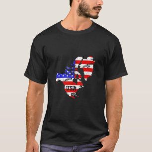 T-shirt Carte mise à jour Amérique USA Canada Vintag Groen