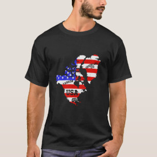 T-shirt Carte mise à jour Amérique USA Canada Vintag Groen