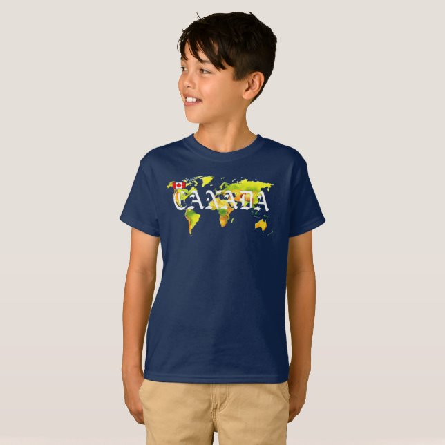 T-SHIRT CARTE MONDIALE CANADA (Devant entier)