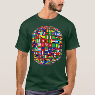 T-shirt Carte mondiale des drapeaux internationaux
