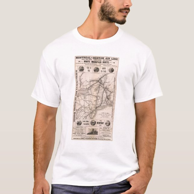 T-shirt Carte Montréal et compagnie aérienne de Boston (Devant)
