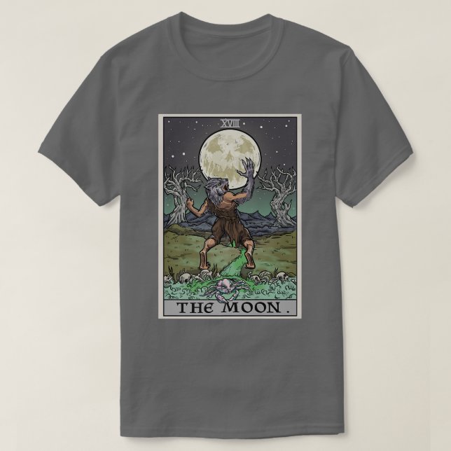 T-shirt Carte Moon Tarot Gothique Halloween Werewolf Spoo (Design devant)