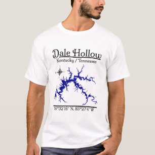 T-shirt Carte nautique du lac Dale Hollow Kentucky Tenness