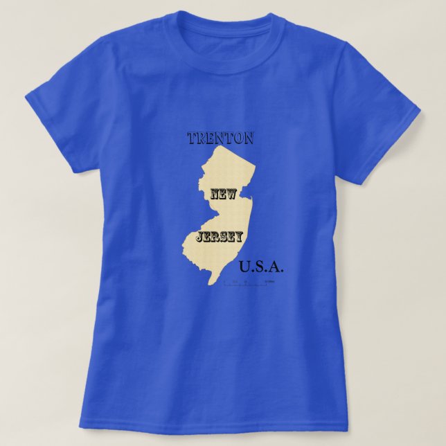 T-shirt - Carte New Jersey avec ville (Design devant)
