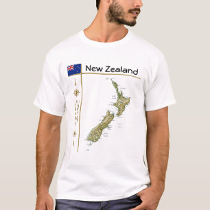 T-shirt Carte Nouvelle-Zélande + Indicateur + Titre T-shir