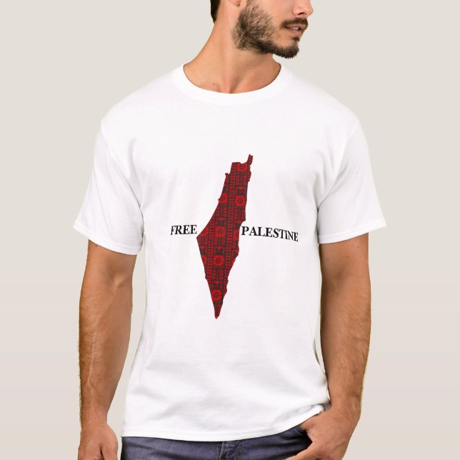 T-shirt Carte Palestine libre avec broderie imprimée (Devant)