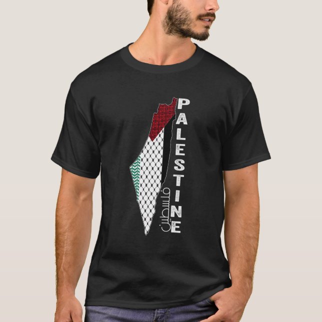 T-shirt Carte palestinienne Keffiyeh Thobe Motifs Palestin (Devant)