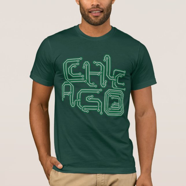 T-shirt Carte PCB électronique T de Chicago - vert-foncé (Devant)