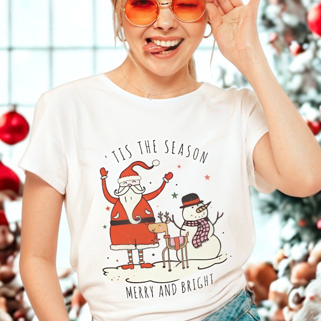 T-shirt Carte Père Noël Snowman Reindeer Star Christmas Hy (Créateur téléchargé)
