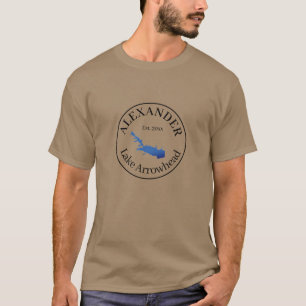 T-shirt Carte personnalisée du lac Arrowhead date établie 