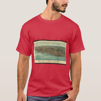 T-shirt Carte Picturale Vintage de Plymouth MA 1910