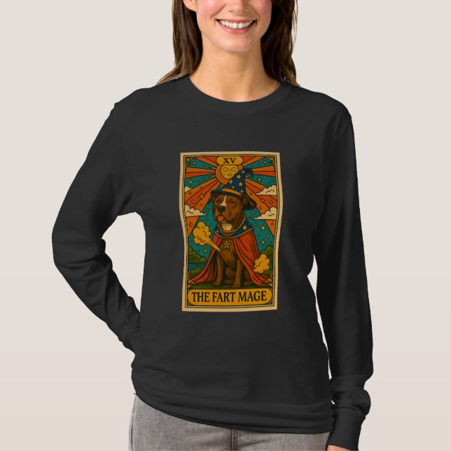 T-shirt Carte Pitbull Tarot Le Fart Mage Hilarious Pit Bul (Devant)
