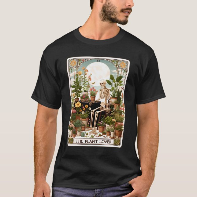 T-shirt Carte Plante Lover Tarot Skeleton Gardening (Devant)