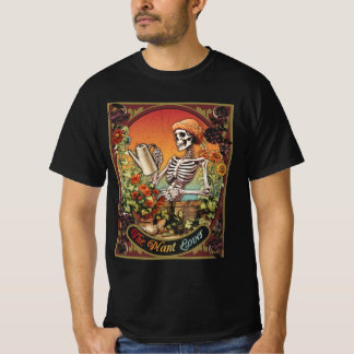 T-shirt Carte Plante Lover Tarot Skeleton Skull Flowers