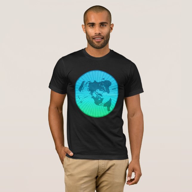 T-shirt Carte plate de la terre - projection équidistante (Devant entier)