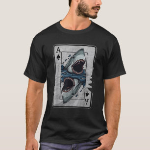 T-shirt Carte Poker Grand Shark Blanc T Chemise