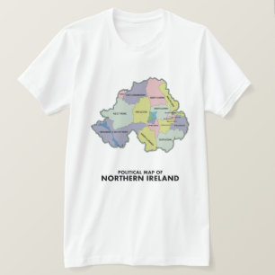 T-shirt Carte Politique De L'Irlande Du Nord.