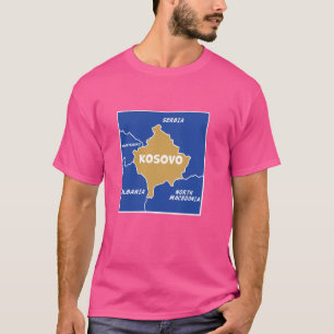 T-shirt Carte politique du Kosovo aux couleurs du drapeau.