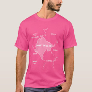 T-shirt Carte politique du Monténégro tracée à la main