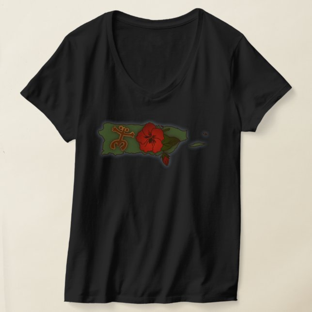 T-shirt Carte Porto Rico Boricua Coqui Taino Flower T-Shir (Poser)