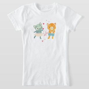 T-Shirt Carte postale Je t'aime avec des chats   Chat roma