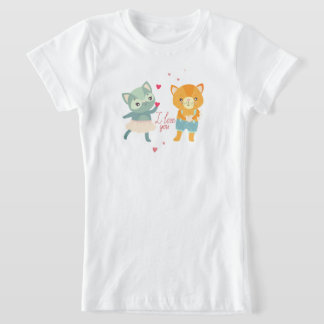 T-Shirt Carte postale Je t'aime avec des chats | Chat roma
