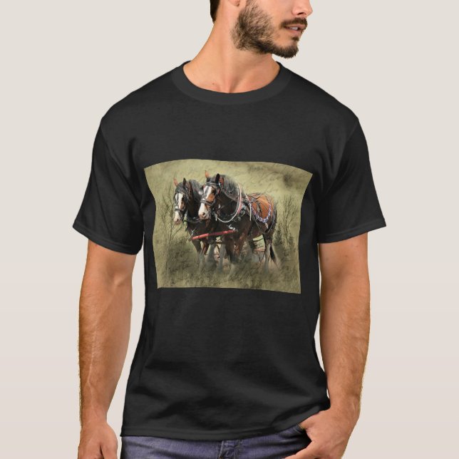 T-shirt Carte postale Patiné vintage Clydesdale (Devant)