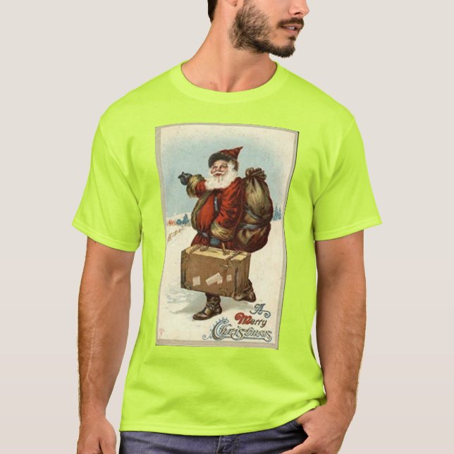 T-shirt Carte postale Santa Clause Suitcase (Devant)
