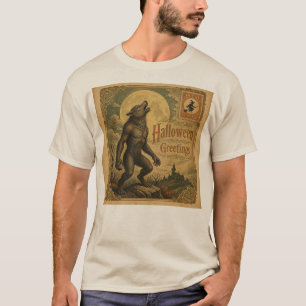 T-shirt Carte postale vintage d'Halloween Loup-Garou