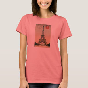 T-shirt Carte postale Vintage Paris Tour Eiffel