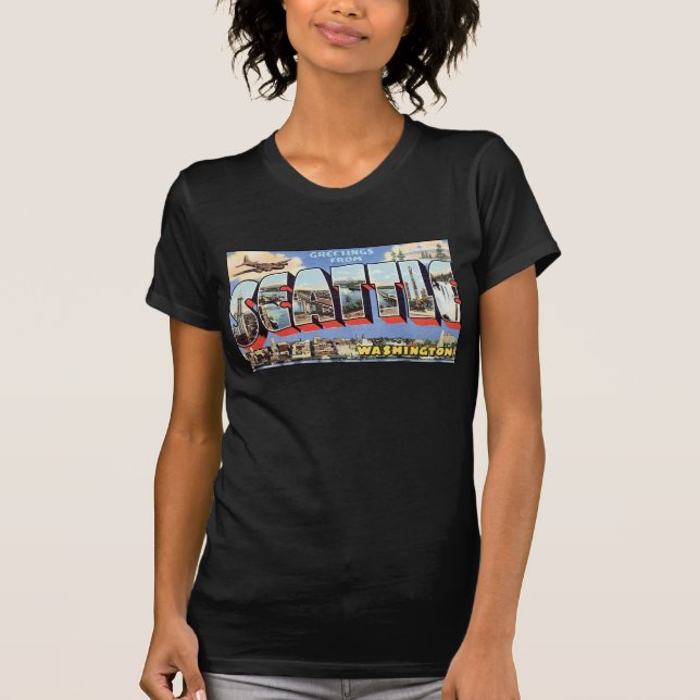 T-shirt Carte postale vintage Seattle (Devant)