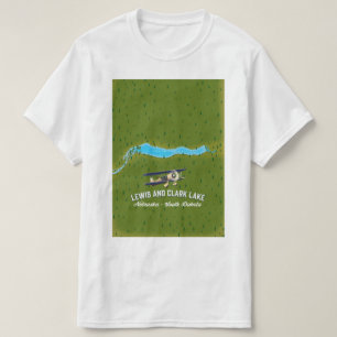 T-shirt carte poster du lac Lewis et Clark.