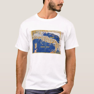 T-shirt Carte Ptolemaic de l'Italie, 1482 (litho coloré)