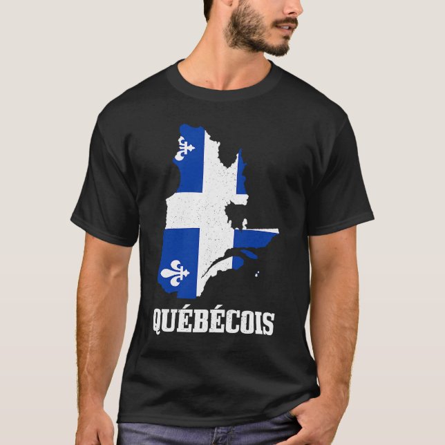 T-shirt Carte Québec Québec Fierté de drapeau Canada (Devant)