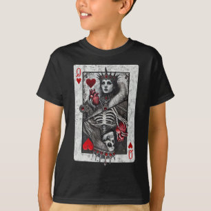 T-shirt Carte Queen Of Hearts Death Skeleton Hallow