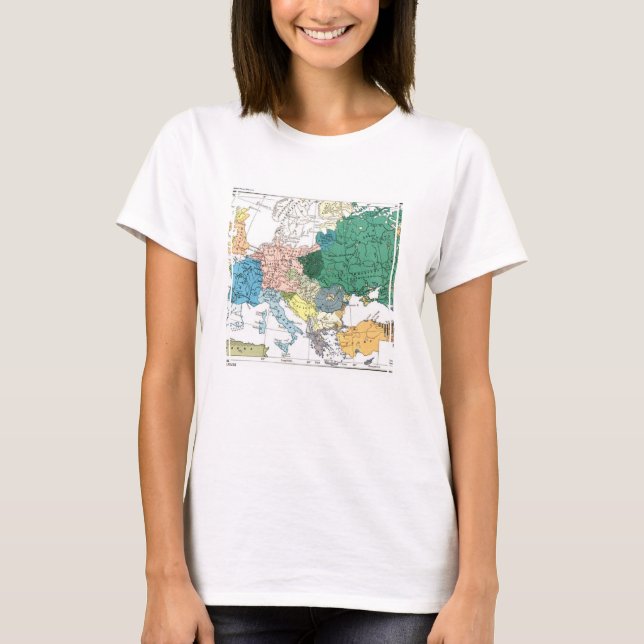 T-shirt Carte raciale de l'Europe (Devant)